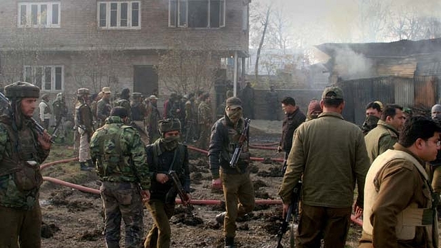 A scene of suicide attack in Kashmir&nbsp;