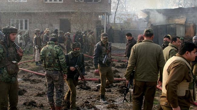 A scene of suicide attack in Kashmir. Photo credit: GettyImages