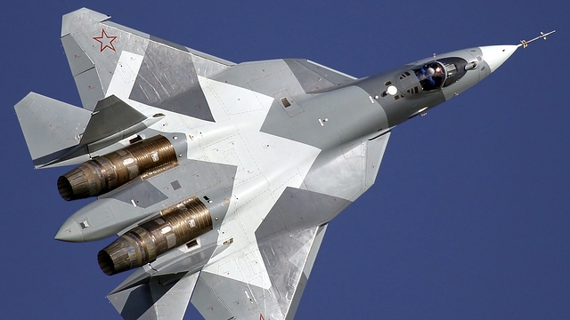 The Sukhoi T-50 (PAK FA) at a Russian Air Show.