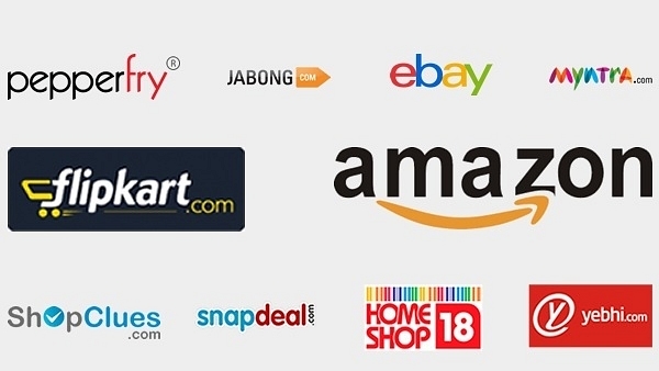 Logos of Flipkart, Amazon, Snapdeal, and others.