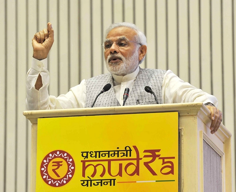The Prime Minister speaking at the launch of MUDRA.
