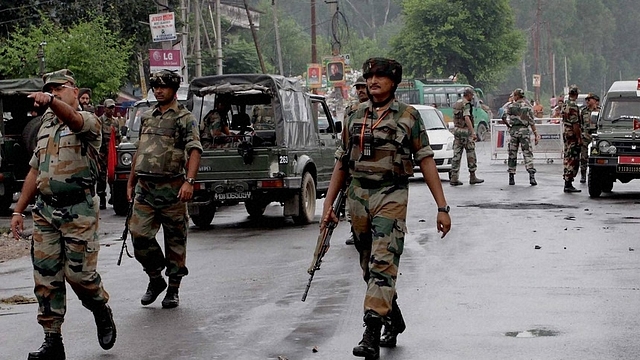 Indian Army patrolling a key area In Kashmir