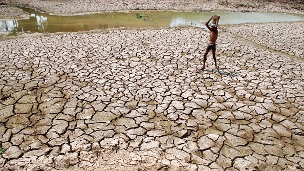 Man walks through a dry pond in Odisha (Photo credits: ASIT KUMAR/AFP/Getty Images)