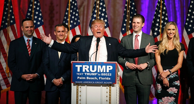 

Trump addressing a public gathering in Palm Beach, Florida. (RHONA WISE/AFP/GettyImages)