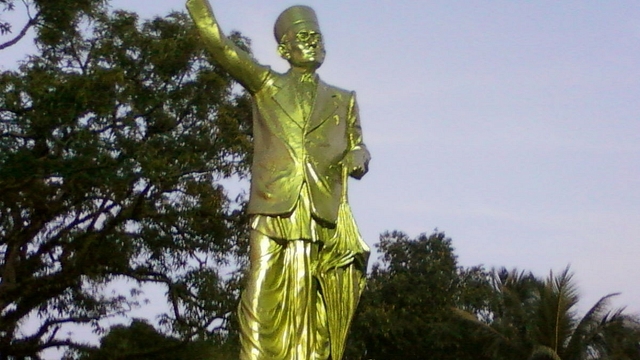 A statue of Vinayak Damodar Savarkar at Cellular Jail.