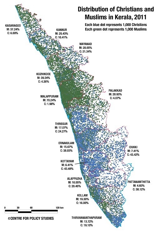 Christians and Muslims in Kerala, 2011