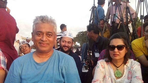 Rajdeep Sardesai and Sagarika Ghose at an AAP rally.