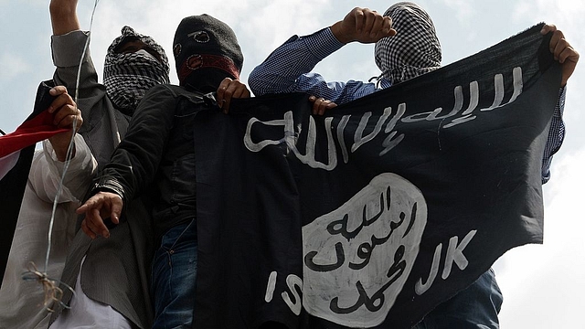 ISIS flags being waved in Kashmir in 2014 (TAUSEEF MUSTAFA/AFP/Getty Images)&nbsp;