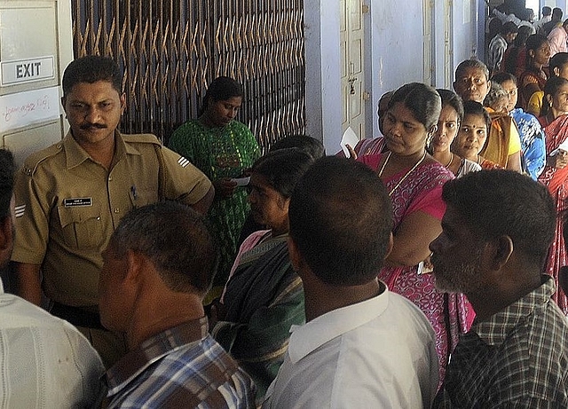 
Voters queue at a polling station in Trivandrum.Getty Images