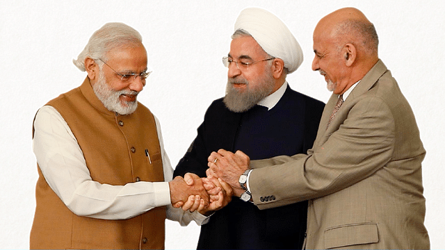 Modi with leaders from Iran and Afghanistan.