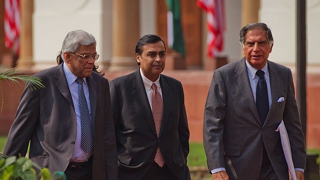 Deepak Parekh (L), Mukesh Ambani (C) and Ratan Tata (R) (Daniel Berehulak/Getty Images)&nbsp;