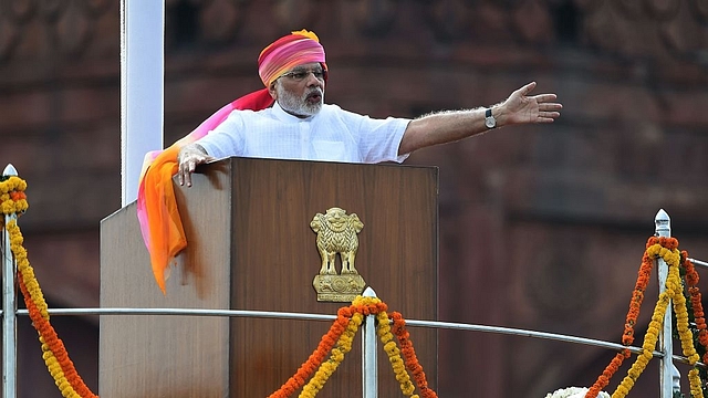 Indian Prime
Minister Narendra Modi gestures as he delivers his Independence Day speech from
The Red Fort in New Delhi on August 15, 2016. Photo credit: PRAKASH
SINGH/AFP/GettyImages