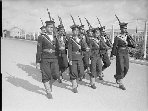 Men of the Royal Indian Navy, at Stamshaw Training Camp, Portsmouth. 8 July 1942. (Royal Navy official photographer, Smith, J H (Lt)/Wikimedia Commons)
