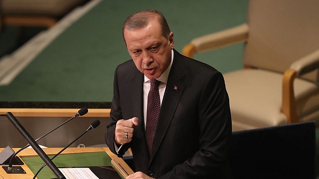 Erdogan addresses the United Nations General Assembly.
Photo: John Moore/GettyImages