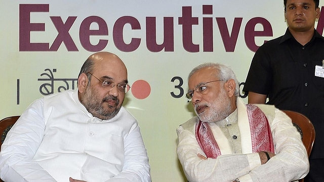 Amit Shah and Narendra Modi. Photo credit: MANJUNATH KIRAN/AFP/GettyImages