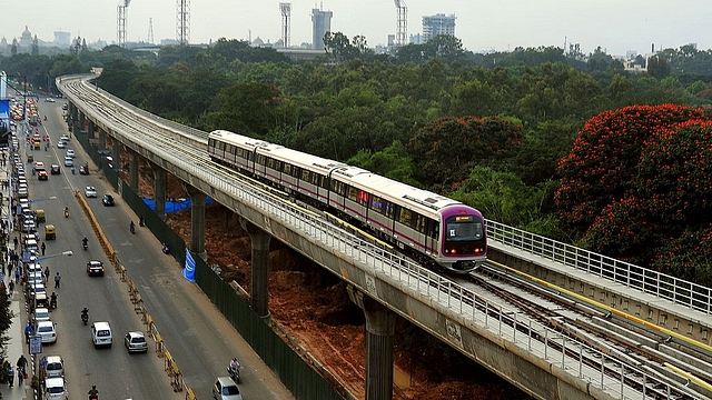 A Namma Metro train. (Photo credit: Manjunath Kiran/AFP/GettyImages)