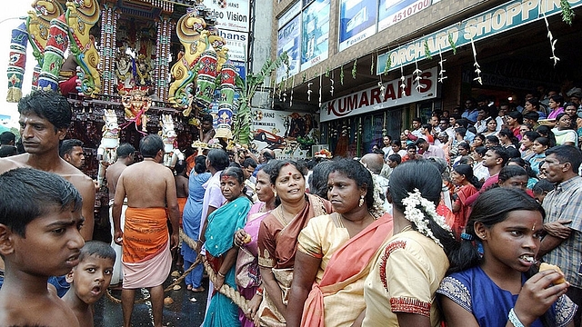 Minority Hindus of the ethnic Tamil community celebrate a temple festival in Colombo. (SENA VIDANAGAMA/AFP/Getty Images)