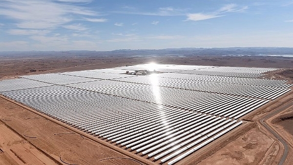 An aerial view of the solar mirrors at the Noor 1 Concentrated Solar Power (CSP) plant, outside the central Moroccan town of Ouarzazate (FADEL SENNA/AFP/Getty Images)