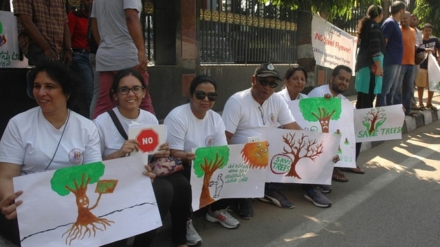 















Bengalureans protest against the steel flyover