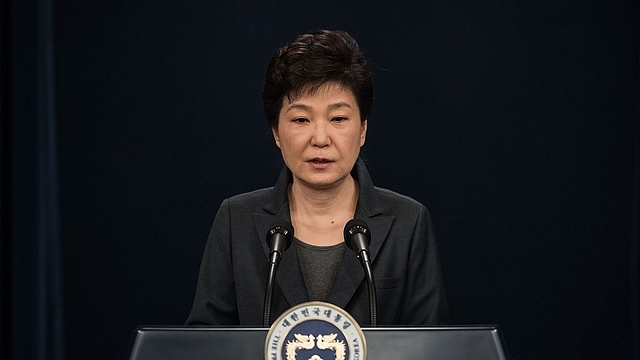 South Korean President Park Geun-Hye speaks during an address to the nation. Photo credit: Ed Jones-Pool/Getty Images