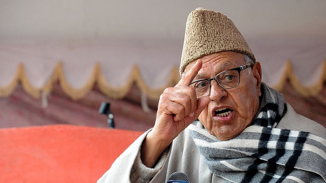 
Farooq Abdullah addresses supporters during an 
election rally. Photo credit: ROUF BHAT/AFP/GettyImages

