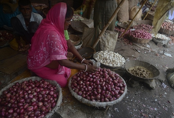 A roadside vegetable seller in Siliguri.