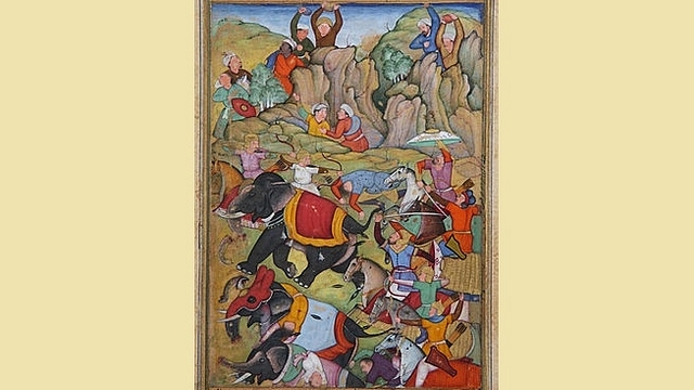  Taimur defeats the Sultan of Delhi, Nasir Al-Din Mahmum Tughluq, in the winter of 1397-1398. (Zafarnama of Sharaf Al-Din ‘Ali Yazdi/Wikimedia Commons)