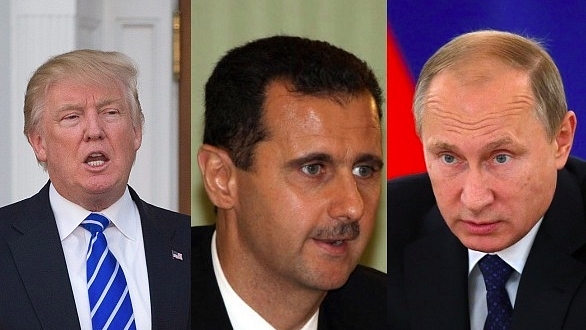 (Left to right) Donald Trump, Bashar Al Assad, Vladimir Putin&nbsp;