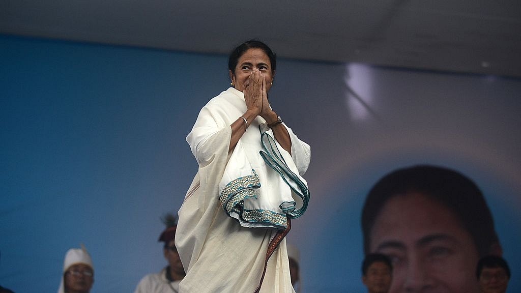 Banerjee greets supporters during an event in Kalimpong. (DIPTENDU DUTTA/AFP/GettyImages)