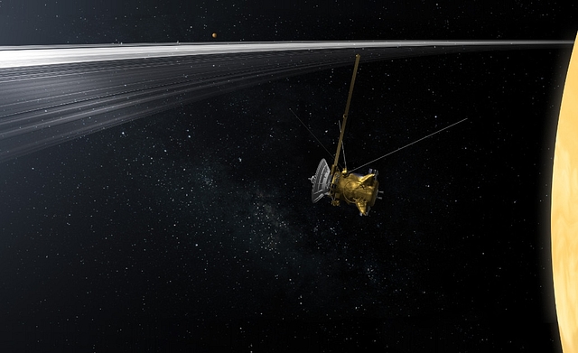 Artist’s concept of Cassini orbiter crossing Saturn’s ring plane.

Picture credit: NASA Jet Propulsion Laboratory

