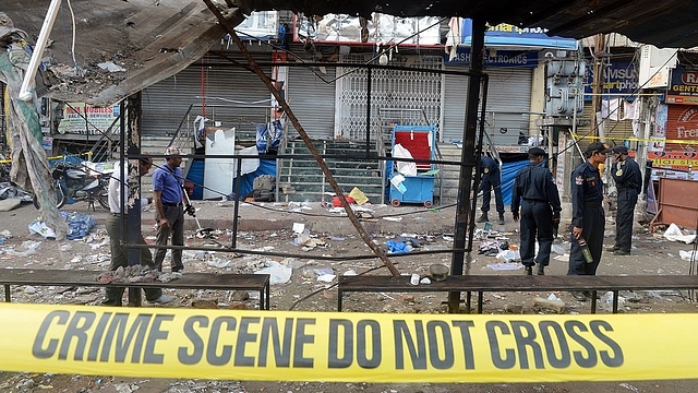 The site of twin bomb blasts at Dilsukh Nagar in Hyderabad, February, 2013 (INDRANIL MUKHERJEE/AFP/Getty Images)