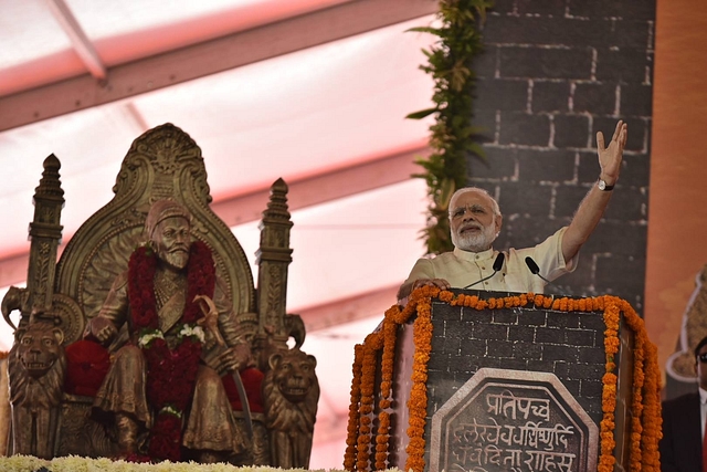 Prime Minister Narendra Modi addressing a public gathering in Mumbai before the inauguration of the Shivaji memorial, or Shiv Smarak. (Narendra Modi Facebook page)