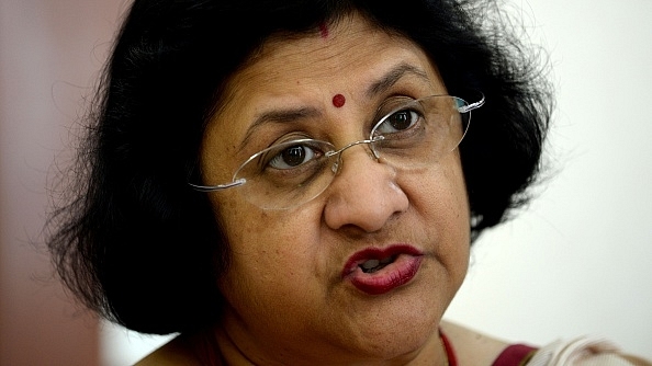 Chairperson of the State Bank of India Arundhati Bhattacharya speaks during an interview with AFP in Mumbai. (INDRANIL MUKHERJEE/AFP/Getty Images)