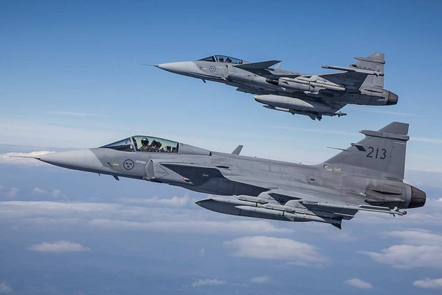 
A Swedish 
fighter jet JAS 39 Gripen. (Saab 
Aerosystems)