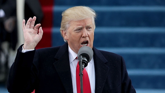 President Donald Trump delivers his inaugural address on the West Front of the US Capitol on 20 January 2017 in Washington, DC. (Alex Wong/Getty Images)