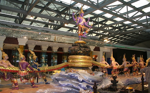 

A tableau of the Samudra Manthan, Suvarnabhumi airport, Bangkok, Thailand.