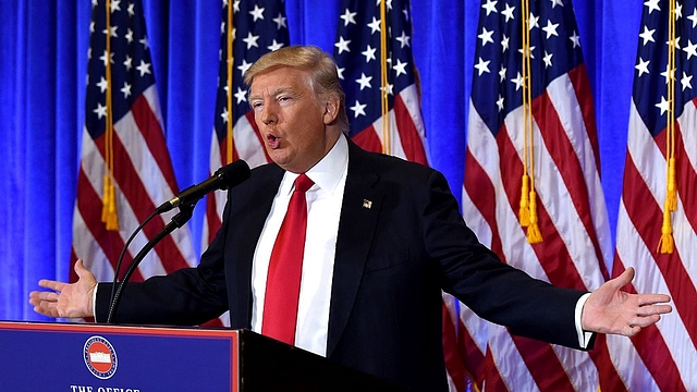 US President-elect Donald Trump speaks during a press conference at Trump Tower in New York. (TIMOTHY A. CLARY/AFP/Getty Images)