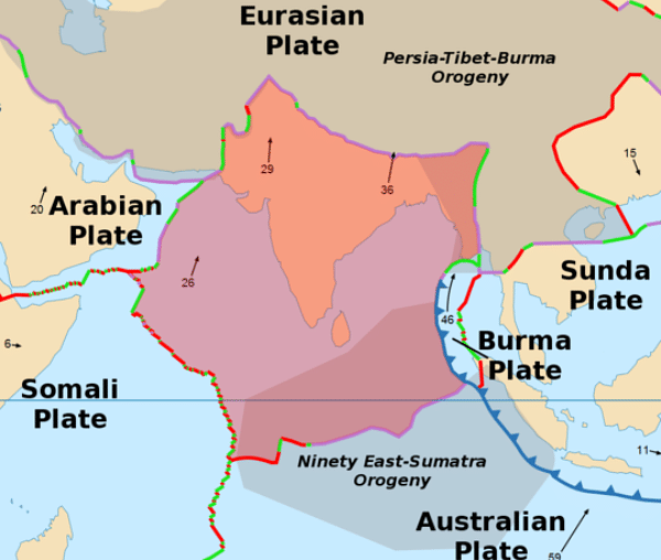 A map of the Indian plate (Alataristarion/Wikimedia Commons)