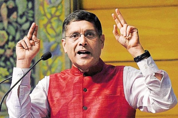 India’s Chief Economic Adviser Arvind Subramanian speaking at an event. (PTI)