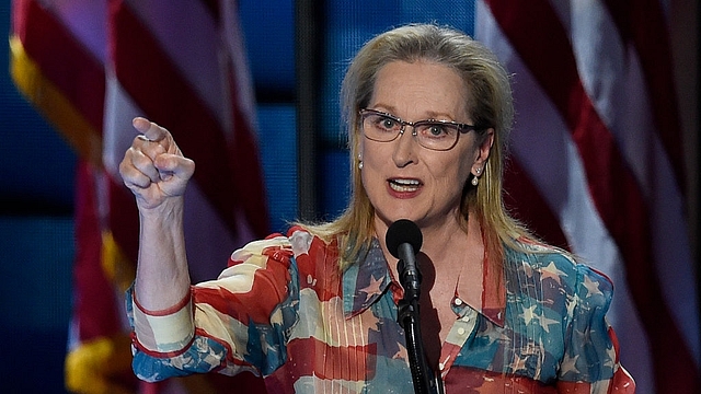 Streep addresses the evening session of the Democratic National Convention at in Pennsylvania. (SAUL LOEB/AFP/GettyImages)