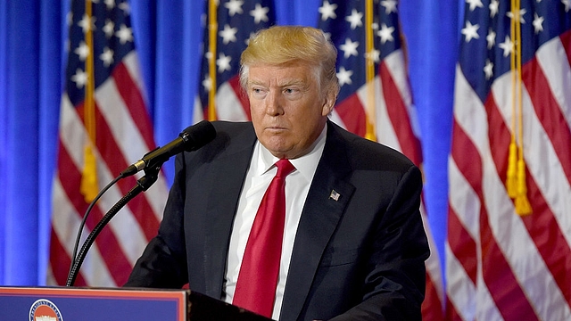 Trump speaks during the press conference on January 11 at Trump Tower in New York. (TIMOTHY A CLARY/AFP/GettyImages)