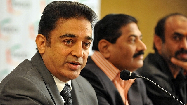 Kamal Haasan speaking at an event. (NOAH SEELAM/AFP/Getty Images)