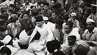 

Mohammad Ali Jinnah at a political meeting.