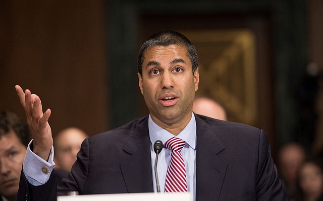 
Commissioner Ajit Pai 
testifies before the Senate. (NICHOLAS KAMM/AFP/Getty 
Images)

