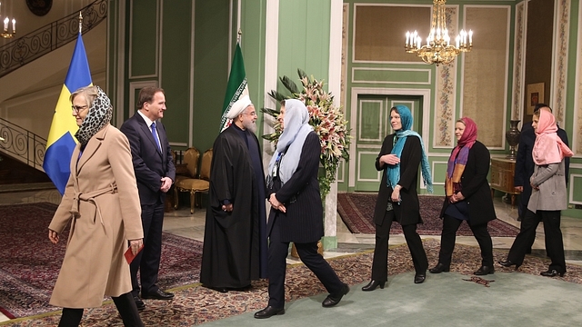 
Trade minister Ann Linde and other female members of the Swedish delegation to Iran