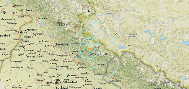 A Map of the affected area, released by the United States Geological Survey.