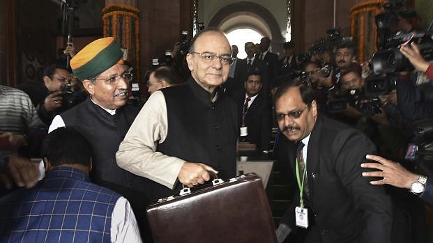 Jaitley on his way to make the budget speech.