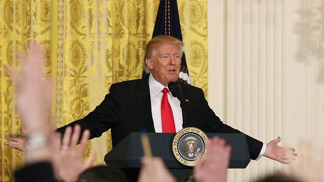  Donald Trump takes questions from reporters during a news conference in the East Room at the White House on February 16, 2017 (Mark Wilson/Getty Images)