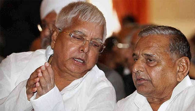 
Rashtriya Janata Dal chief Lalu Prasad Yadav with Mulayam Singh Yadav.  