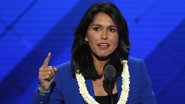 

                  Tulsi Gabbard delivers a speech during the Democratic
National Convention. (Aaron P Bernstein/GettyImages &nbsp;    
                

